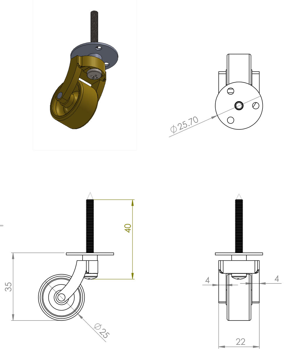 Schraubrolle aus Messing