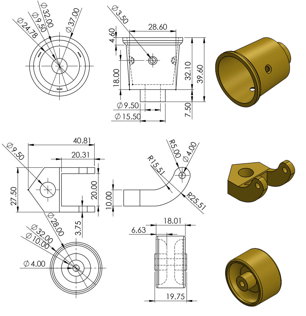 Castor Round Cup aus Messing