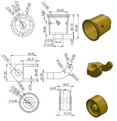 Castor Round Cup aus Messing