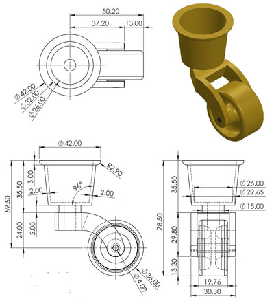 Castor Round Cup aus Messing