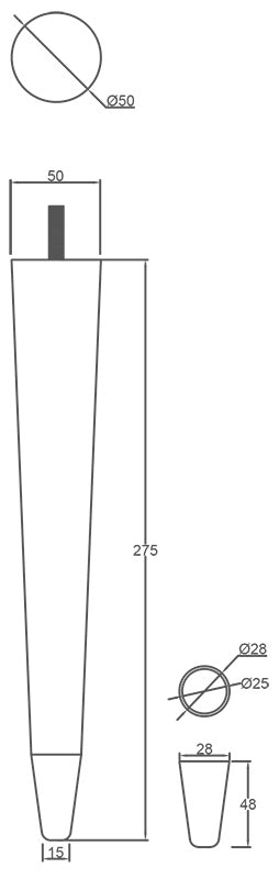 Konische Möbelbeine aus massiver Eiche von Liva