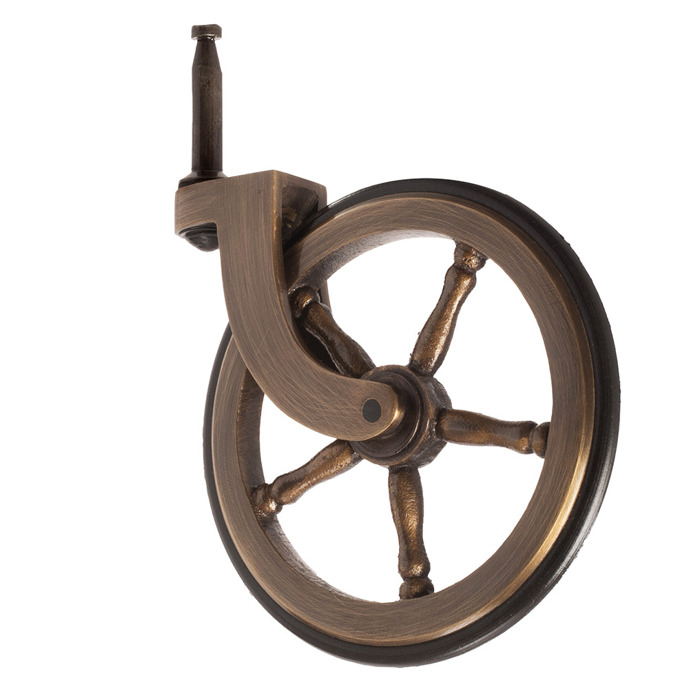 Antike Wagon Wheel Grip Neck Castor mit Gummireifen