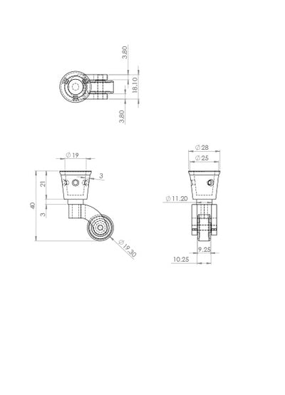 0.74" (19mm) - Including Screws