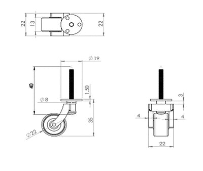 Brass Screw Castor with Round Embellisher