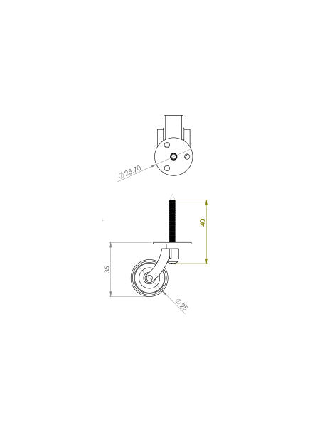 Black Matt Screw Castor with Square Embellisher 25mm