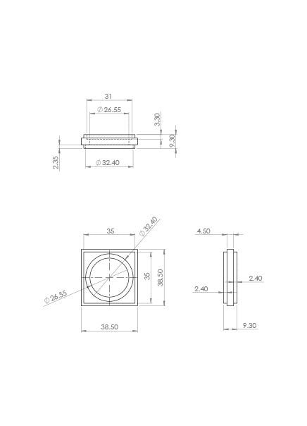 Black Matt Screw Castor with Square Embellisher 32mm