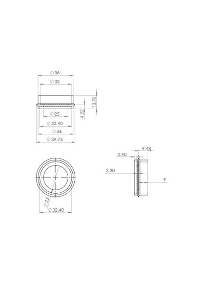 Matt Black Screw Castor with Round Embellisher 32mm