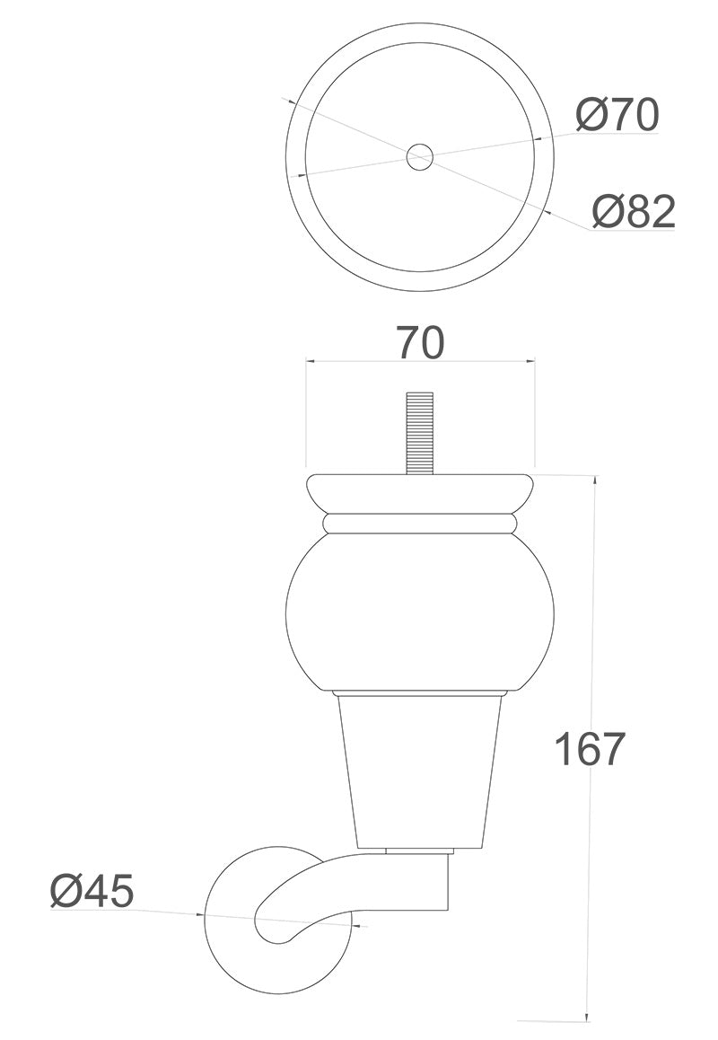 Antonia Furniture Legs with Extra Large Round Cup Castors