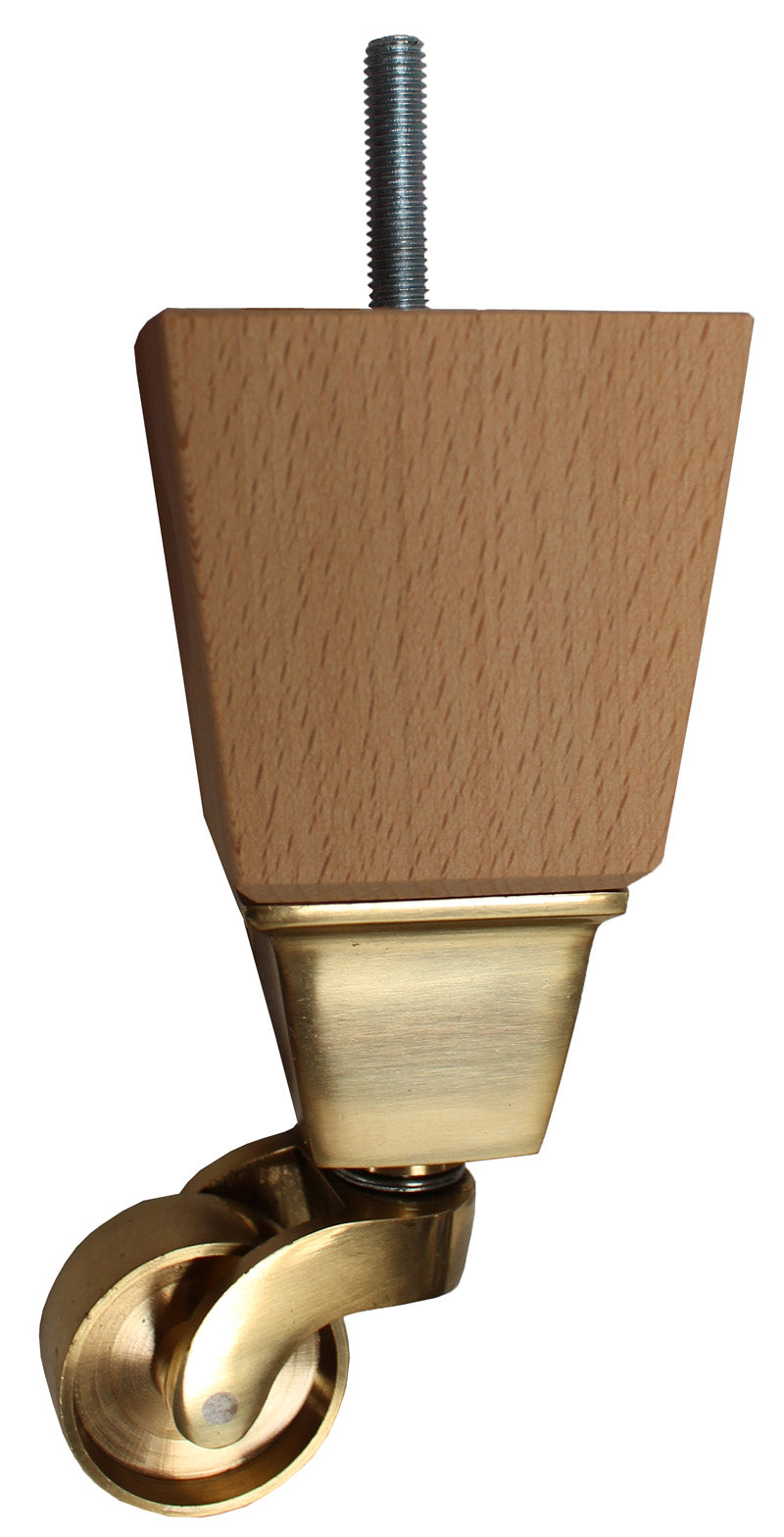 Brooke Square Furniture Legs - Raw Finish - Large Brass Castor - Set of 4