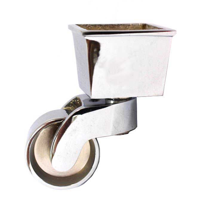 Chrome Castor Square Cup  - 1 Inch (25mm) - Including Screws