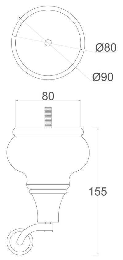 Fearne Furniture Legs with Brushed Nickel Chalice Castor 