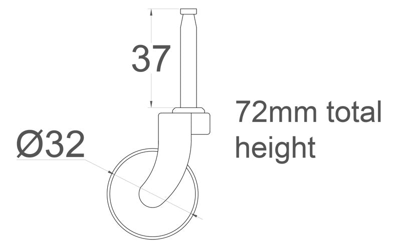 Chrome Castor Grip Neck with Rubber Tyre and Socket