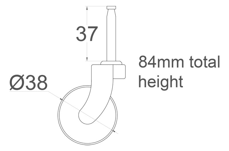 Chrome Castor Grip Neck with Rubber Tyre and Socket