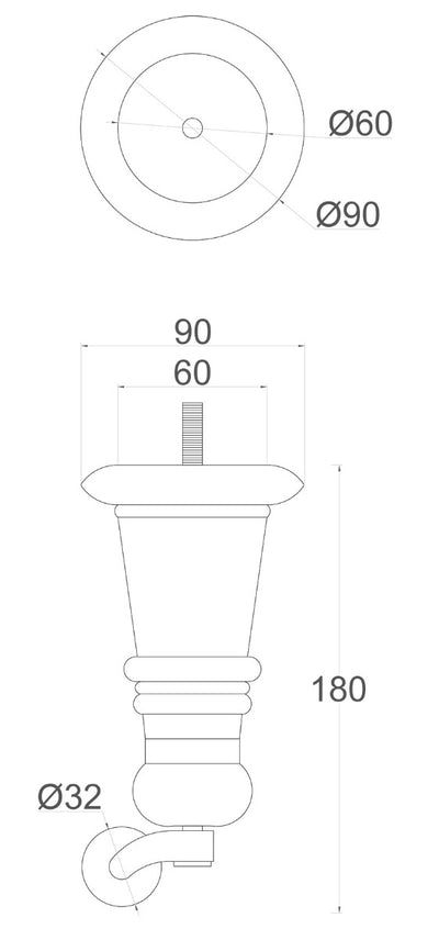 Imogen Wooden Furniture Legs with Cauldron Castors