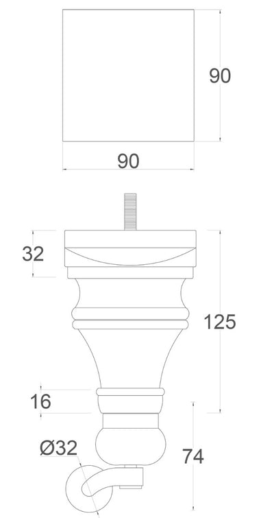 Scarlett Wooden Furniture Legs with Castors