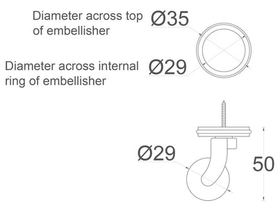 Chrome Screw Castor with Round Embellisher