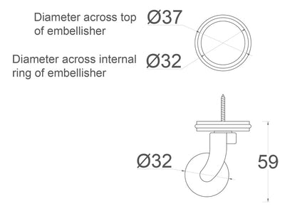 Chrome Screw Castor with Round Embellisher