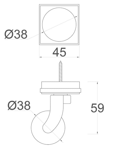 Chrome Screw Castor with Square Embellisher