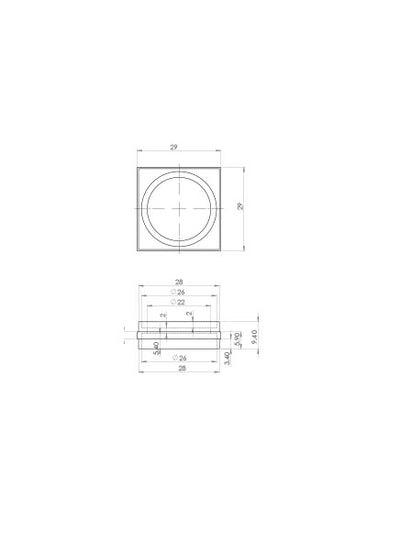 Black Matt Screw Castor with Square Embellisher 29mm