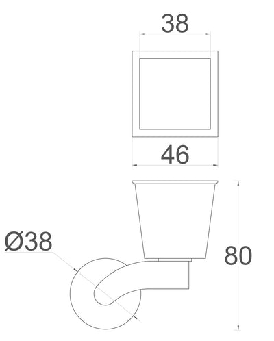 Chrome Castor Square Cup with Threaded Bolt